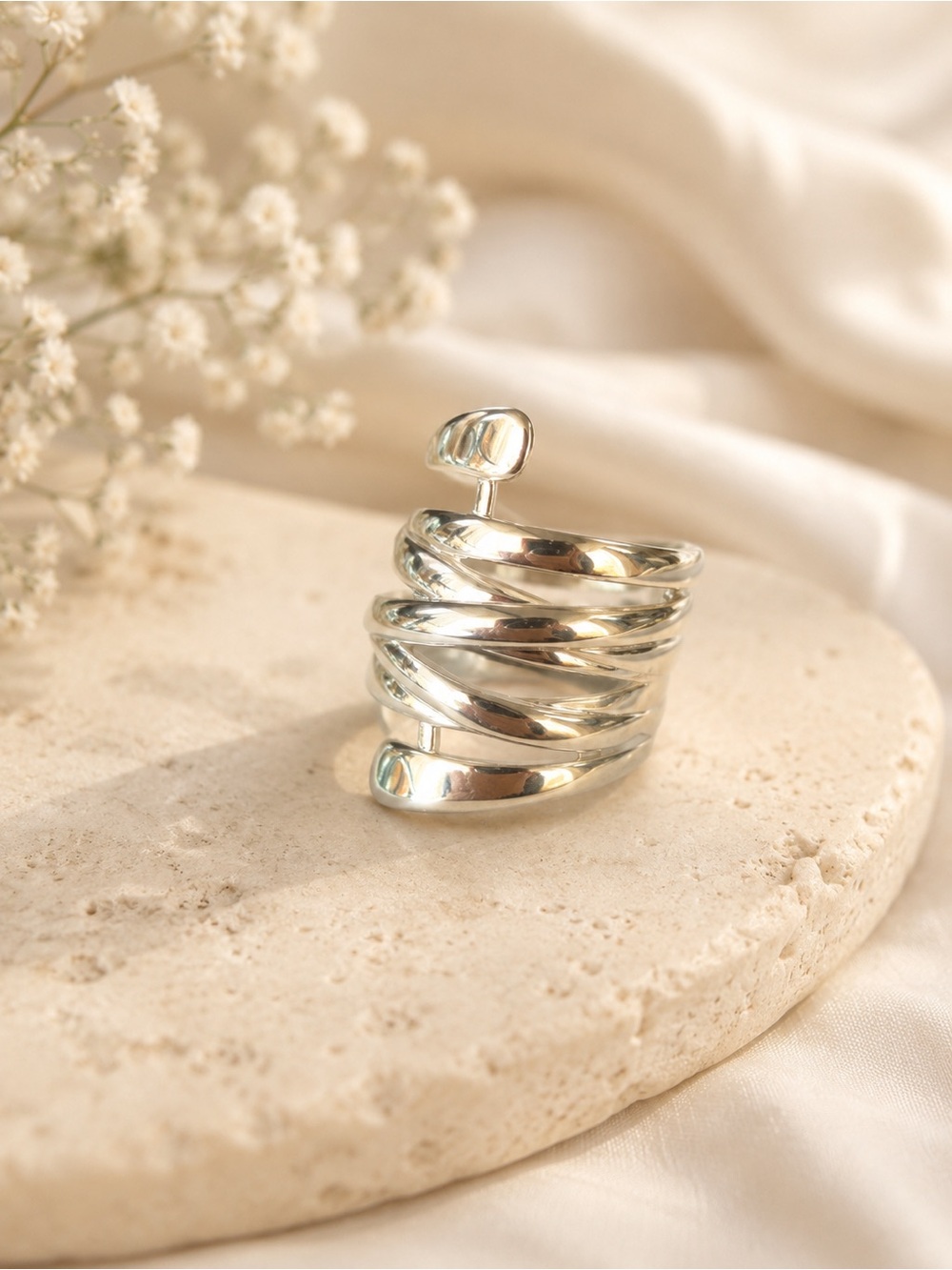 🇨🇦Canada Day Blowout Sale! Silver Multi-Band Wrap Ring - Sleek Spiral Design